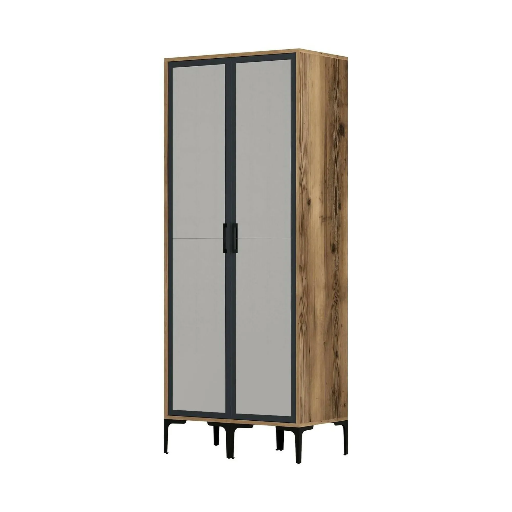 Guardaroba 2 ante Bagnone, 80x201h48 cm, Noce e Antracite<Dmora Hot