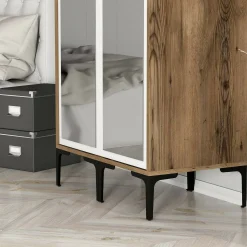 Guardaroba 2 ante Bagnone, 80x201h48 cm, Noce e Bianco<Dmora Fashion