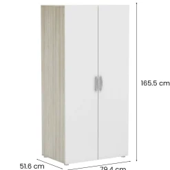Guardaroba 2 ante Barge, 79x52 h166 cm, Rovere e Bianco opaco<Dmora Best Sale