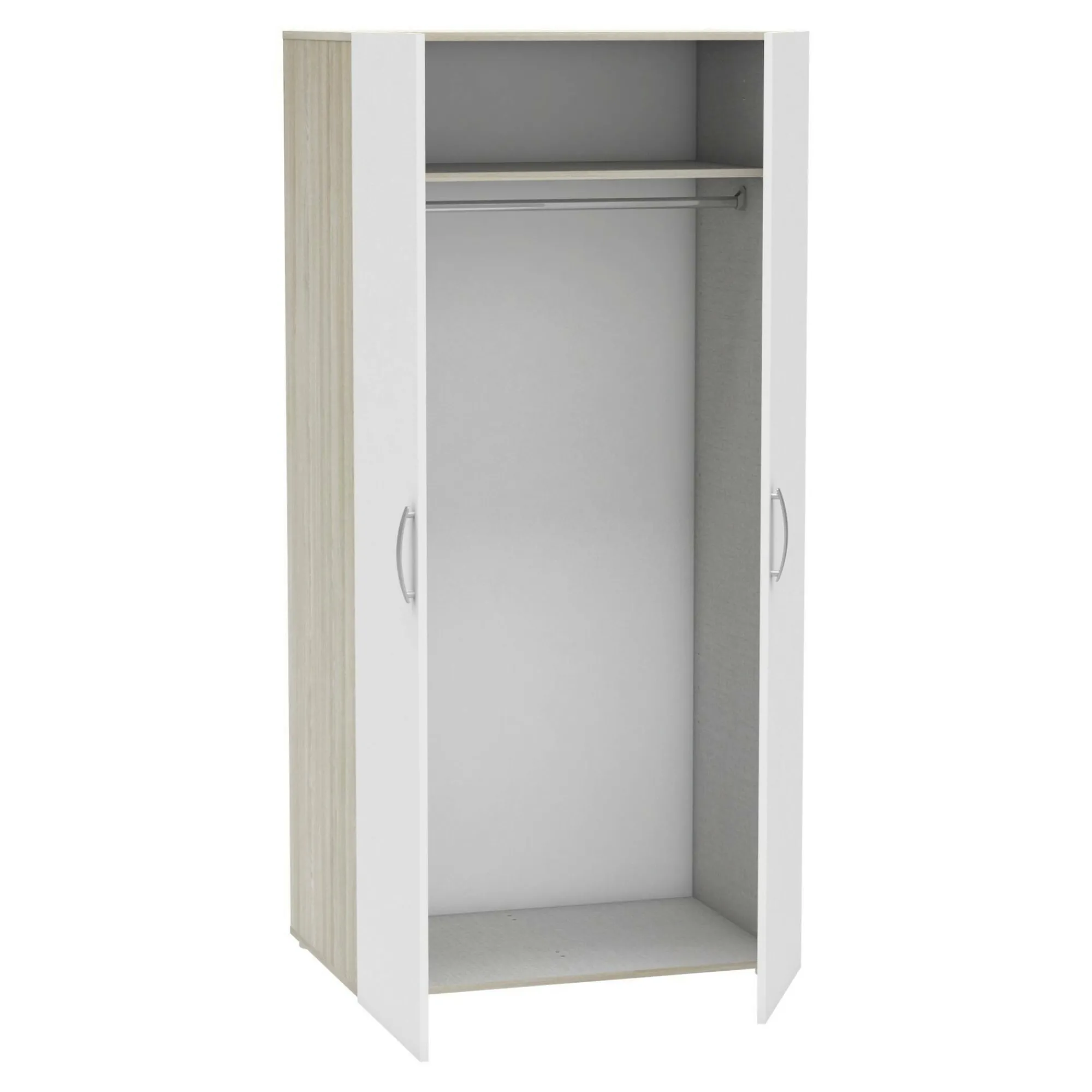 Guardaroba 2 ante Barge, 79x52 h166 cm, Rovere e Bianco opaco<Dmora Best Sale