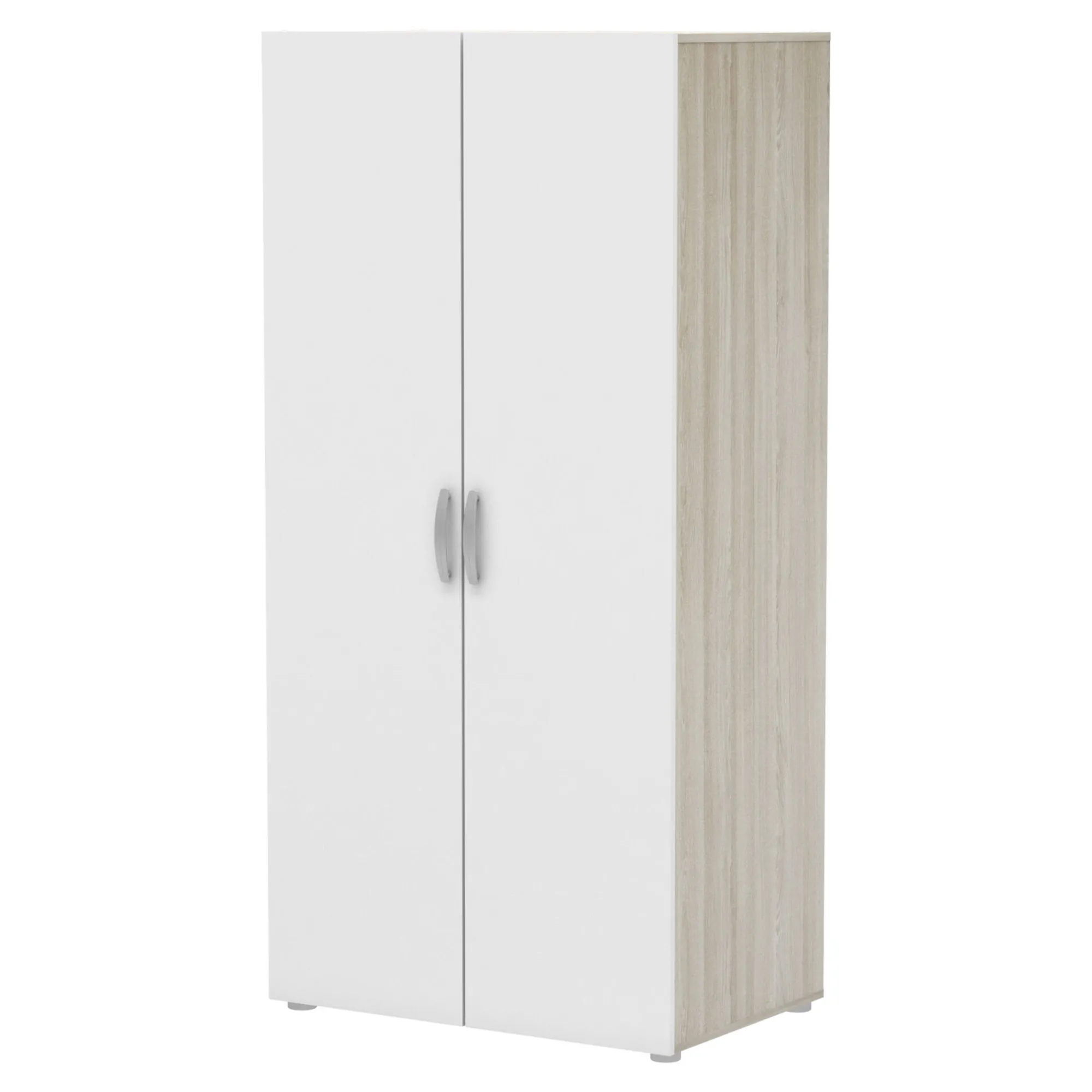 Guardaroba 2 ante Barge, 79x52 h166 cm, Rovere e Bianco opaco<Dmora Best Sale