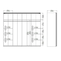 Guardaroba 2 ante Catalina, 61x243 h220 cm, Nero e Bianco<Dmora Online