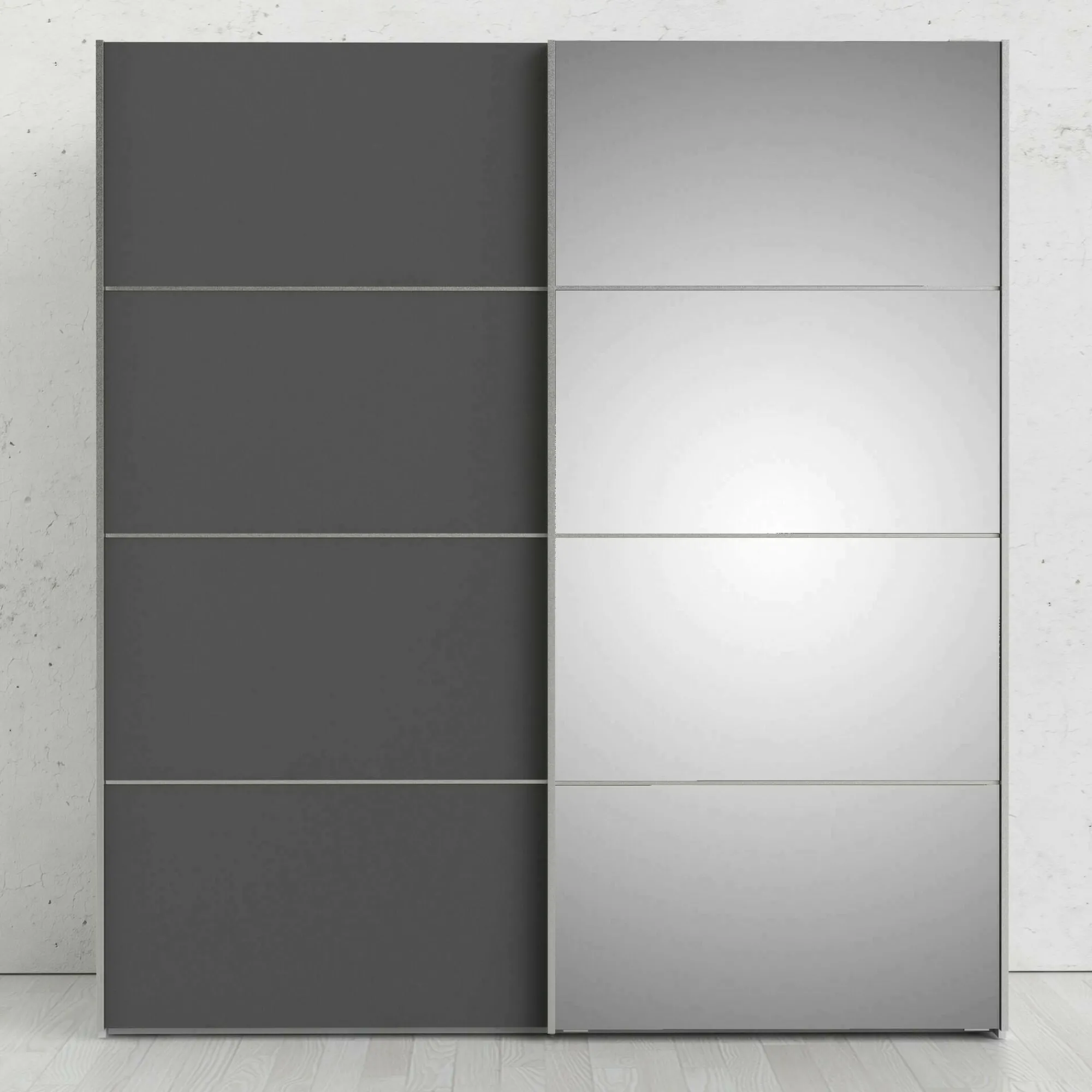 Guardaroba 2 ante Cerreto, 182x64 h202 cm, Bianco e Grigio<Dmora Sale
