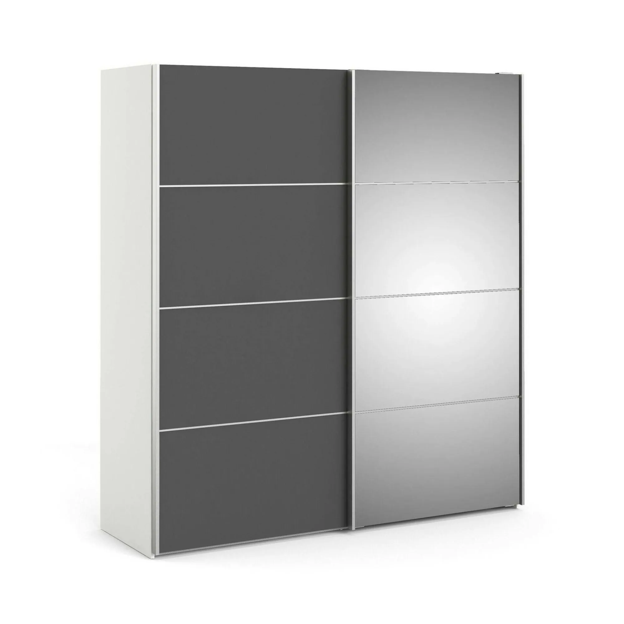 Guardaroba 2 ante Cerreto, 182x64 h202 cm, Bianco e Grigio<Dmora Sale
