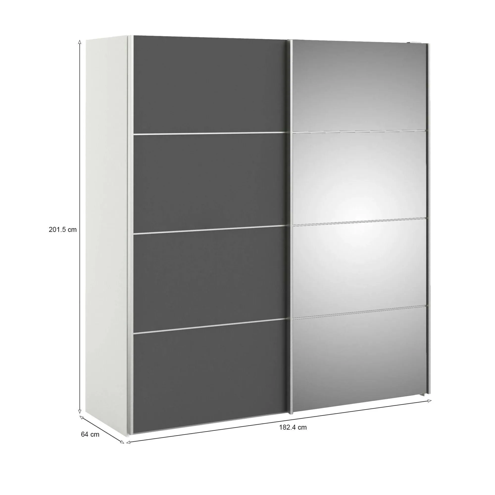 Guardaroba 2 ante Cerreto, 182x64 h202 cm, Bianco e Grigio<Dmora Sale