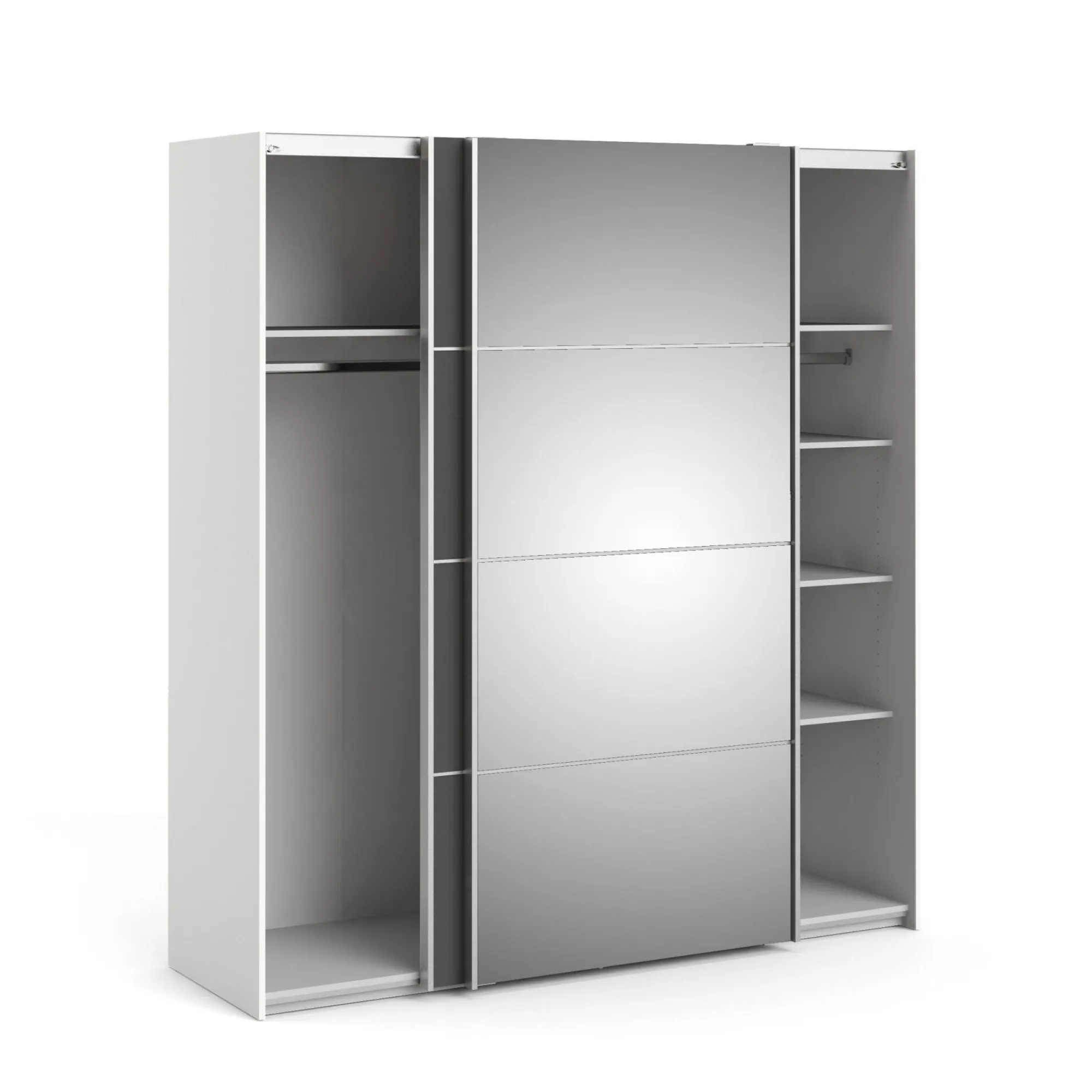 Guardaroba 2 ante Cerreto, 182x64 h202 cm, Bianco e Grigio<Dmora Sale