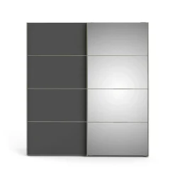 Guardaroba 2 ante Cerreto, 182x64 h202 cm, Bianco e Grigio<Dmora Sale