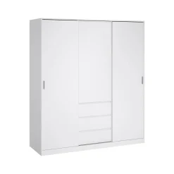 Guardaroba 3 ante Delphine, Mobile camera da letto, Cabina armadio portabiti, Armadio appendiabiti, 60x177 h200 cm, Bianco<Dmora Store