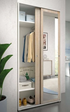 Guardaroba 2 ante Dmontic, 90x45h195 cm, Rovere e Bianco<Dmora Clearance