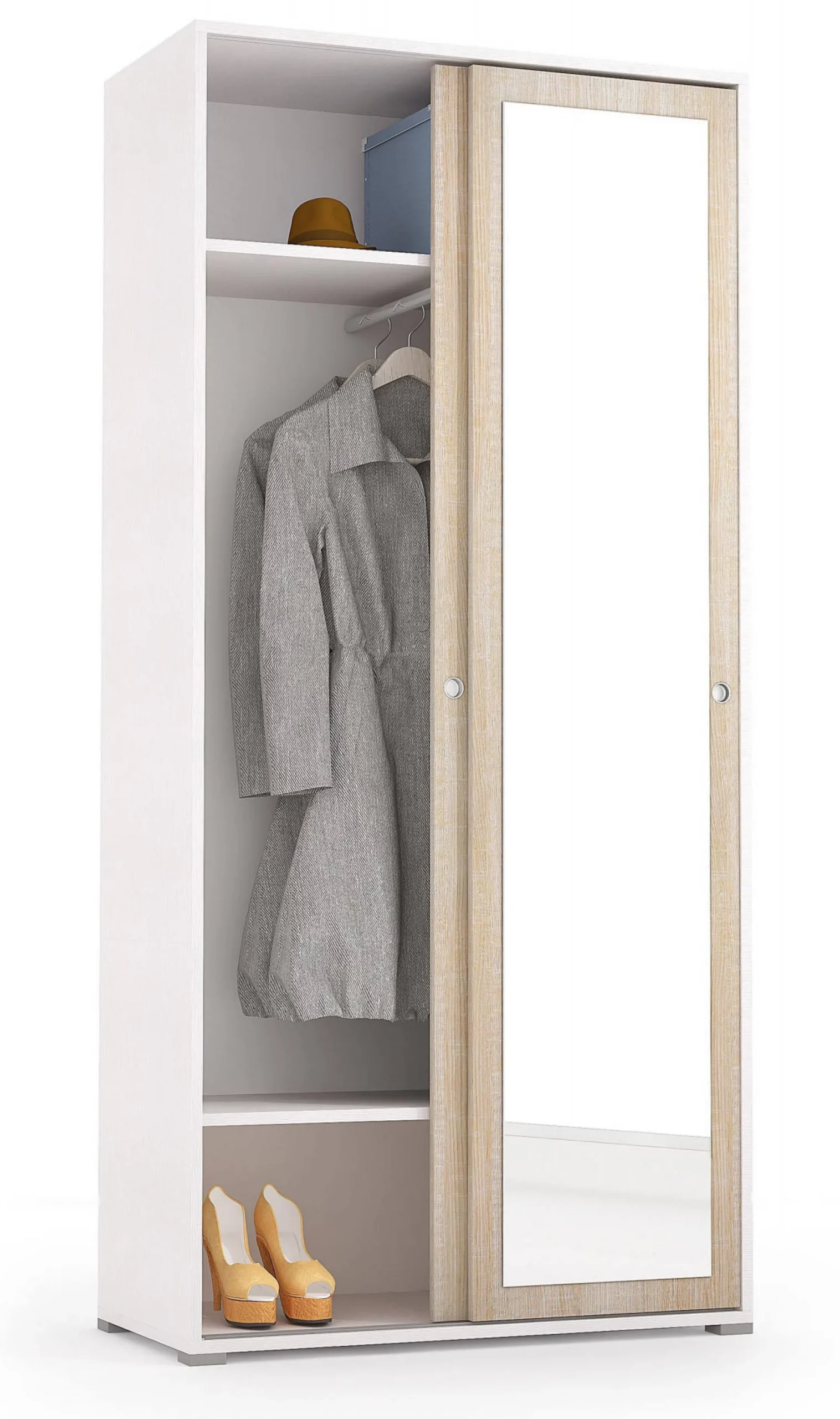 Guardaroba 2 ante Dmontic, 90x45h195 cm, Rovere e Bianco<Dmora Clearance