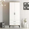Guardaroba 2 ante Doriana, 80x201h48 cm, Noce e Bianco<Dmora Fashion