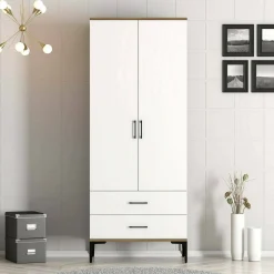 Guardaroba 2 ante Doriana, 80x201h48 cm, Noce e Bianco<Dmora Fashion
