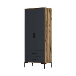 Guardaroba 2 ante Doriana, 80x201h48 cm, Noce e Antracite<Dmora Clearance