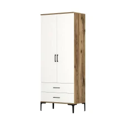 Guardaroba 2 ante Doriana, 80x201h48 cm, Noce e Bianco<Dmora Fashion