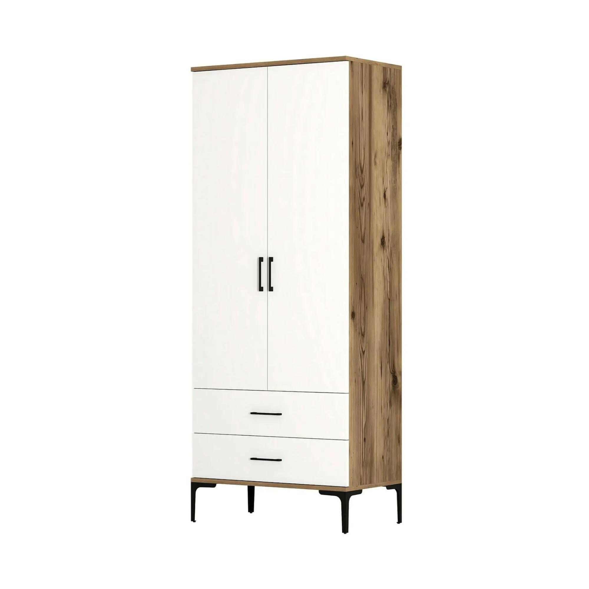 Guardaroba 2 ante Doriana, 80x201h48 cm, Noce e Bianco<Dmora Fashion