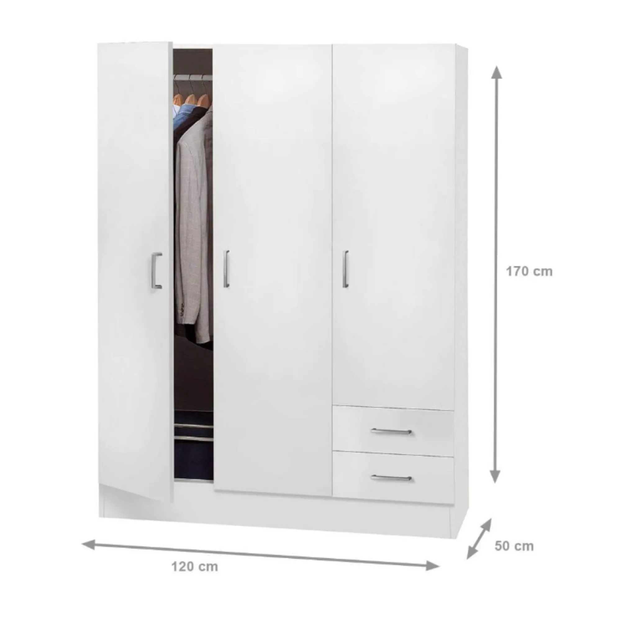 Guardaroba 3 ante Dpavese, 120x50h170 cm,<Dmora Shop