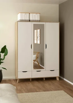 Guardaroba 2 ante Dscalis, 58x147 h201 cm, Rovere e Bianco<Dmora Sale