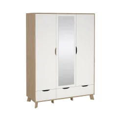 Guardaroba 2 ante Dscalis, 58x147 h201 cm, Rovere e Bianco<Dmora Sale