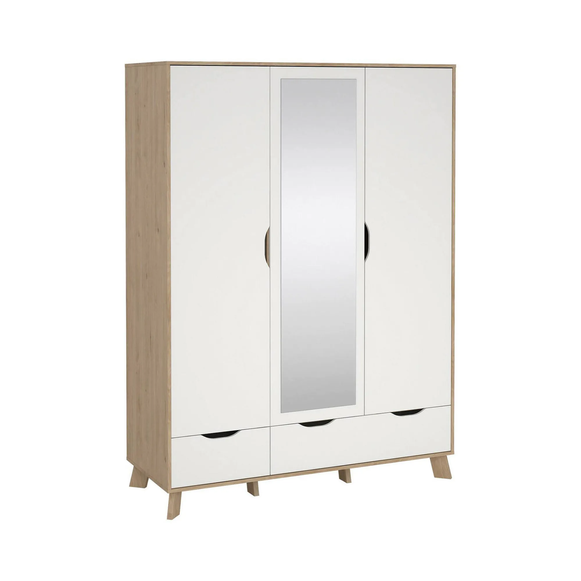 Guardaroba 2 ante Dscalis, 58x147 h201 cm, Rovere e Bianco<Dmora Sale
