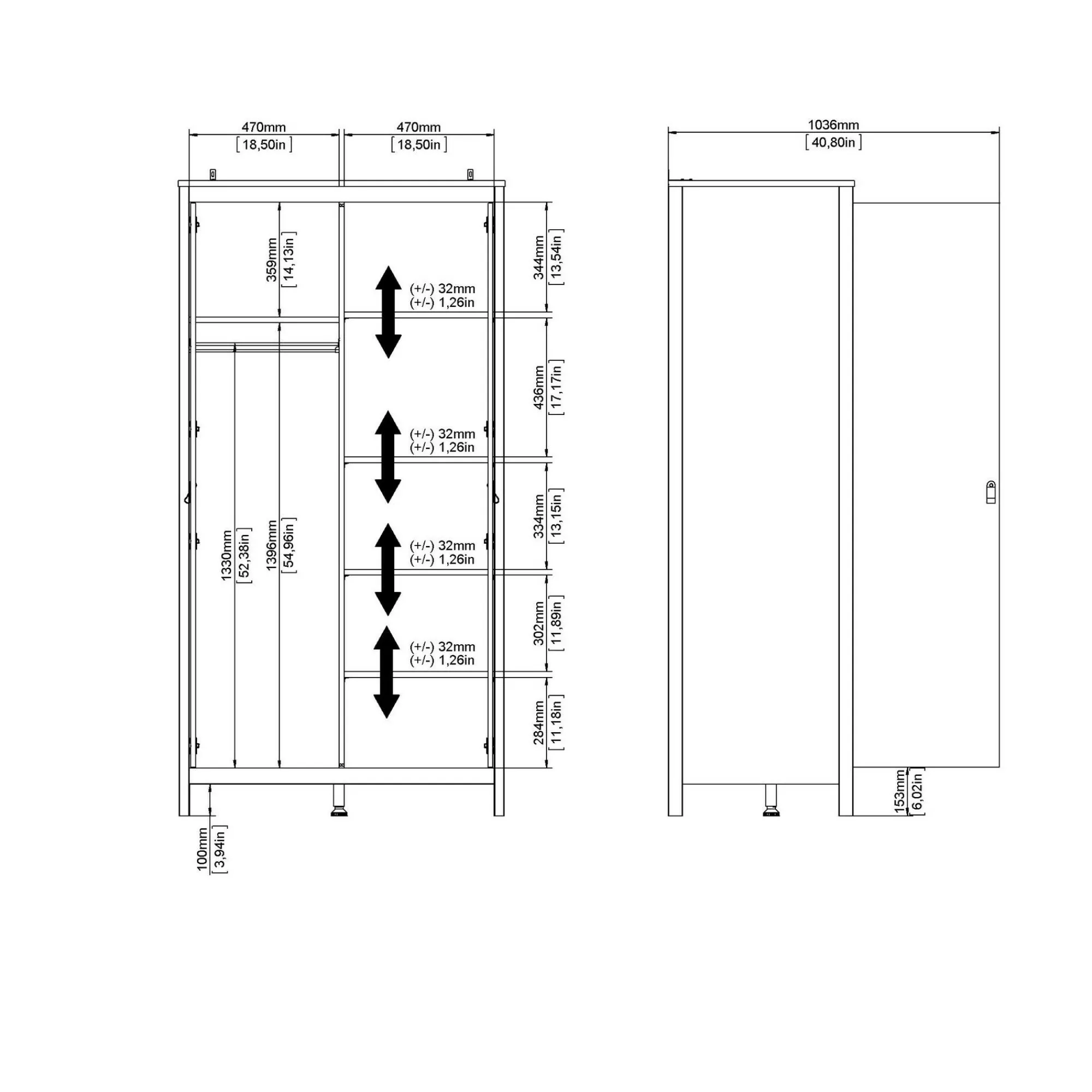 Guardaroba 2 ante Dsciacc, 58x102 h199 cm,<Dmora Sale