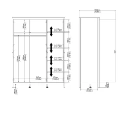 Guardaroba 3 ante Dsemiol, 58x150 h199 cm,<Dmora Clearance