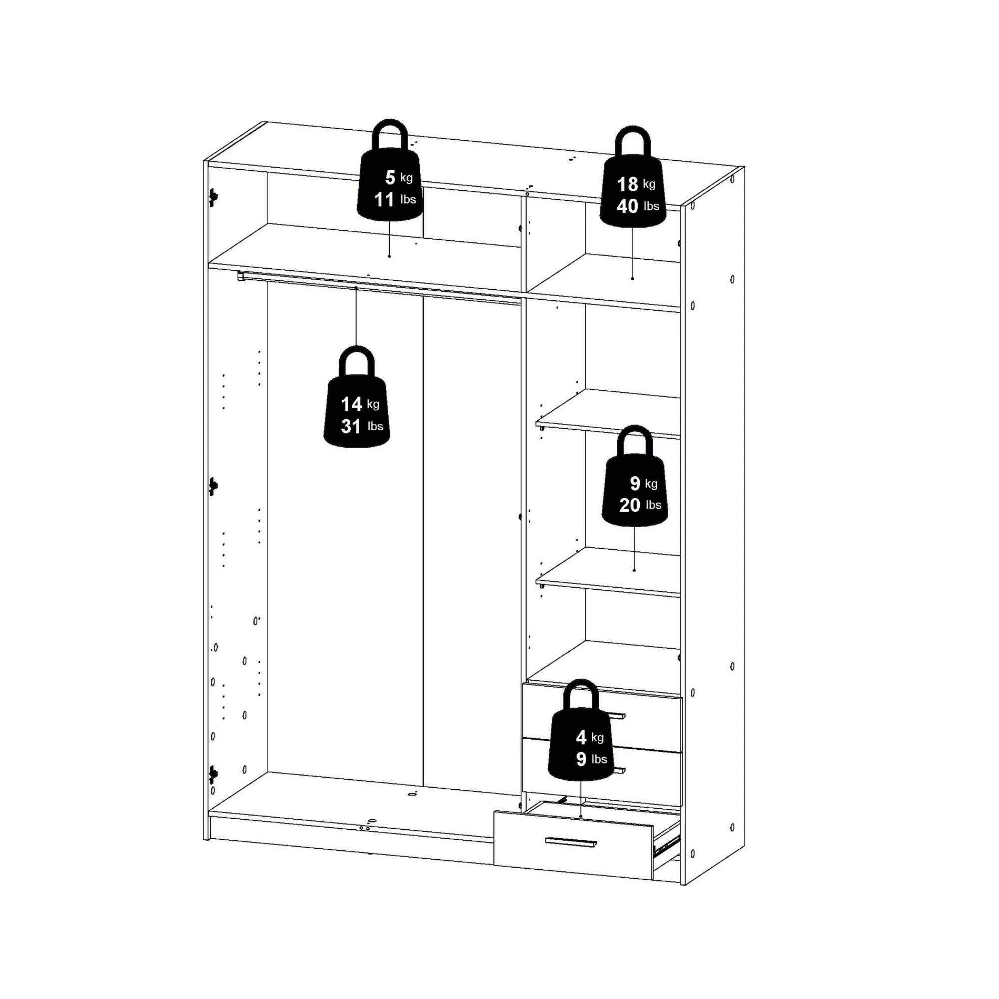 Guardaroba 3 ante Dsenk, 50x147 h200 cm,<Dmora Flash Sale