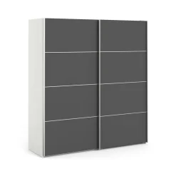 Guardaroba 2 ante Dsoldan, 182x64 h202 cm, Bianco e Grigio<Dmora New