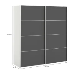 Guardaroba 2 ante Dsoldan, 182x64 h202 cm, Bianco e Grigio<Dmora New