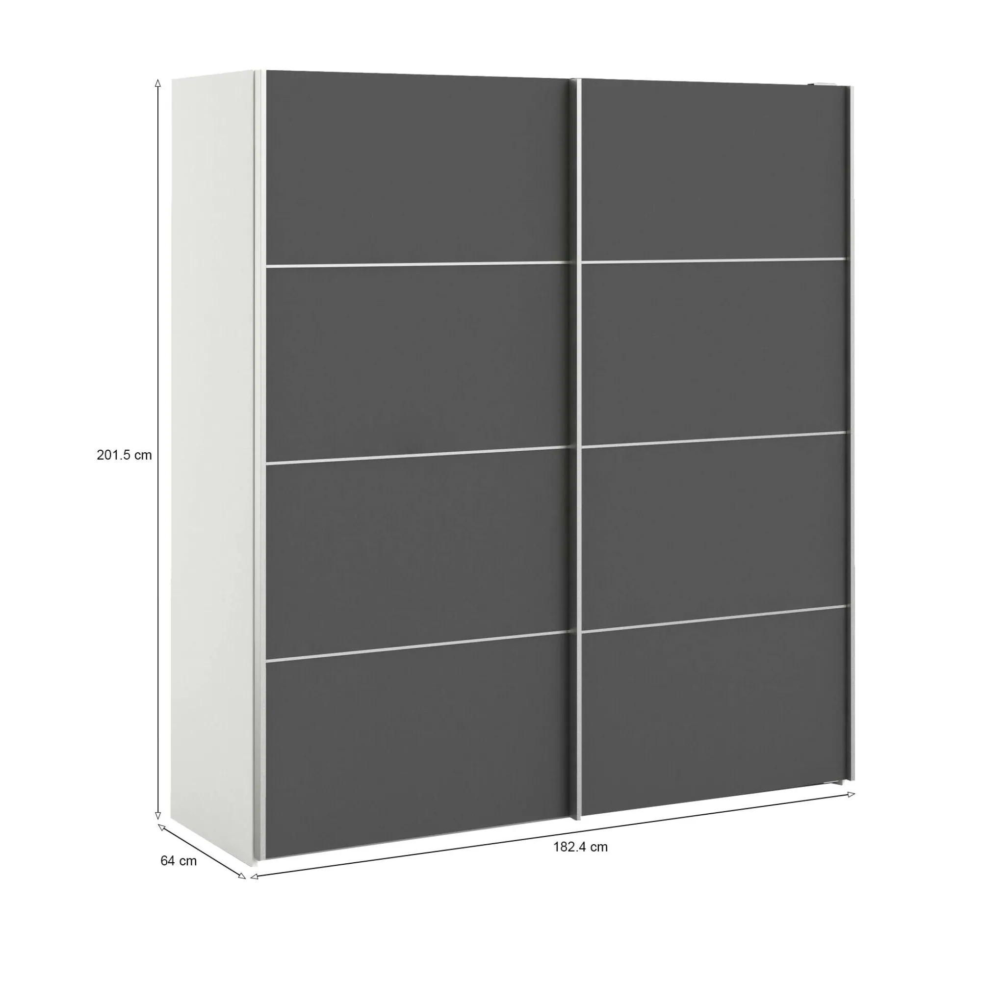 Guardaroba 2 ante Dsolig, 182x64 h202 cm, Bianco e Grigio<Dmora Cheap
