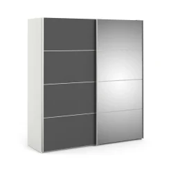 Guardaroba 2 ante Dsolin, 182x64 h202 cm, Bianco e Grigio<Dmora Hot
