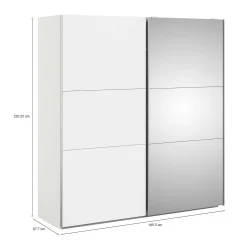 Guardaroba 2 ante Dsorbell, 196x68 h220 cm, Bianco e Grigio<Dmora Outlet