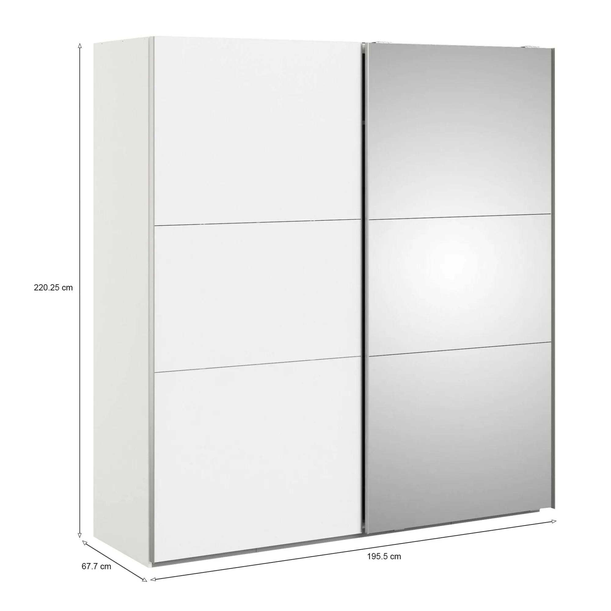 Guardaroba 2 ante Dsorbell, 196x68 h220 cm, Bianco e Grigio<Dmora Outlet
