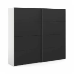 Guardaroba 2 ante Dspinos, 61x243 h220 cm, Bianco e Nero<Dmora Discount