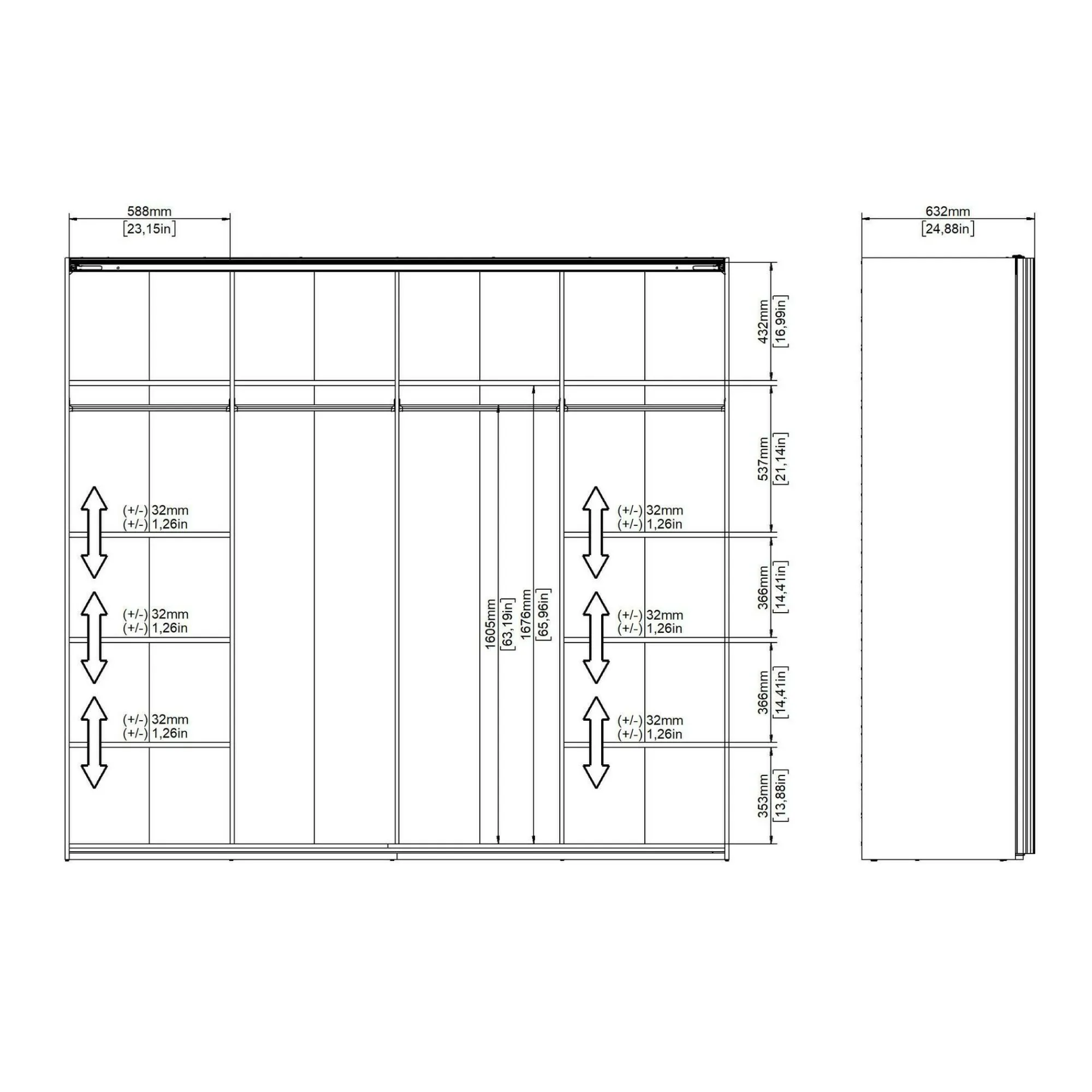 Guardaroba 2 ante Dspinos, 61x243 h220 cm,<Dmora Flash Sale