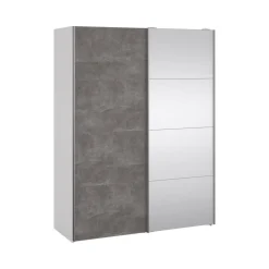 Guardaroba 2 ante Dspur, 61x150 h200 cm, Bianco e Grigio<Dmora Shop