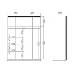 Guardaroba 2 ante Dspur, 61x150 h200 cm, Bianco e Grigio<Dmora Shop