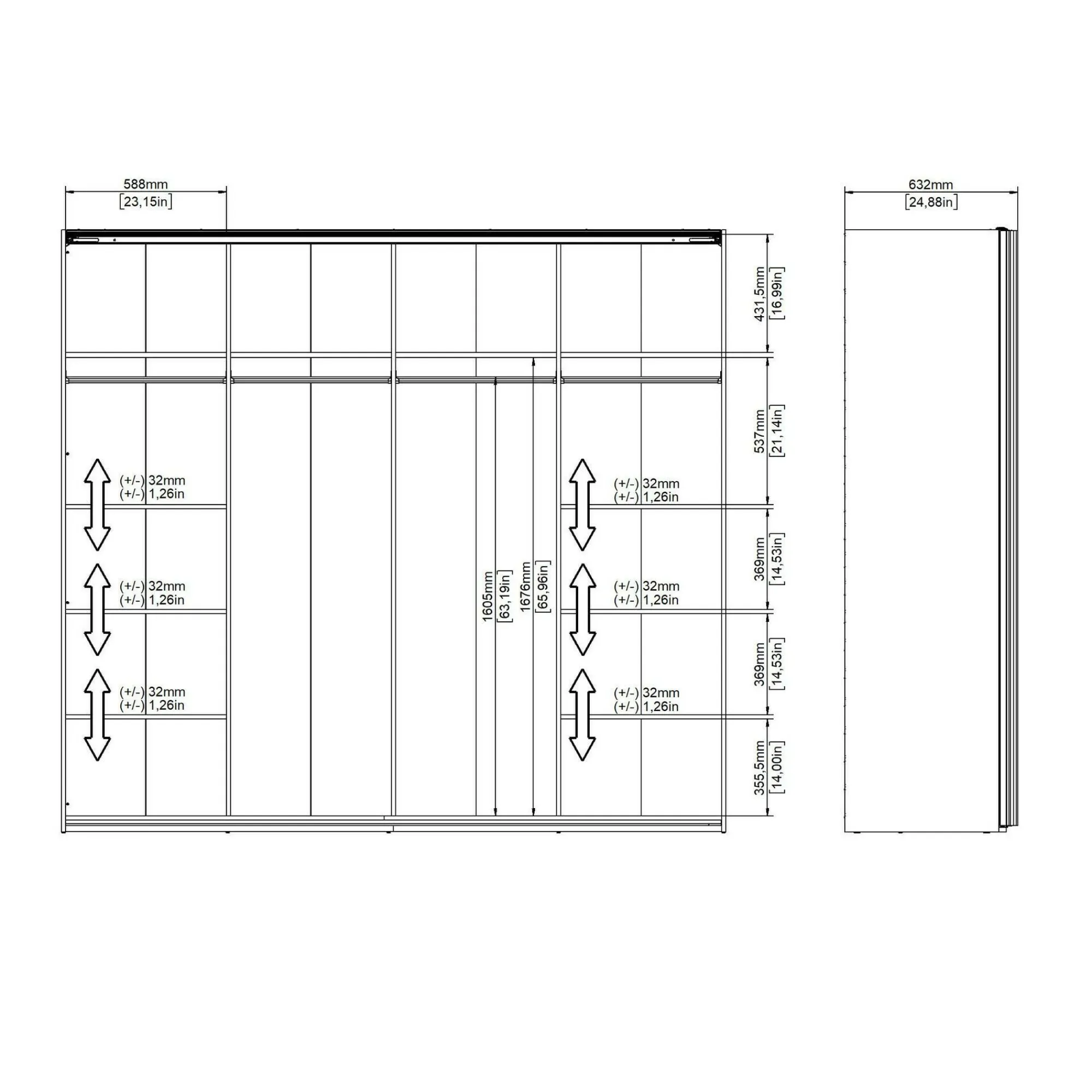 Guardaroba 2 ante Dstabil, 61x243 h220 cm,<Dmora Shop