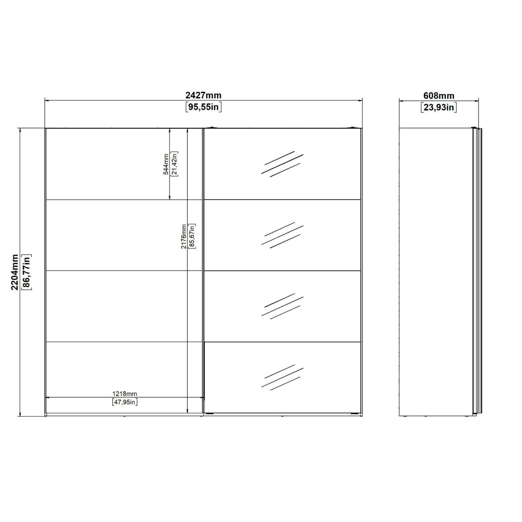 Guardaroba 2 ante Dstabil, 61x243 h220 cm,<Dmora Shop