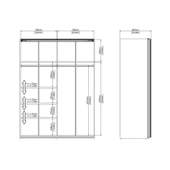 Guardaroba 2 ante Dstang, 61x150 h200 cm, Bianco e Nero<Dmora Clearance