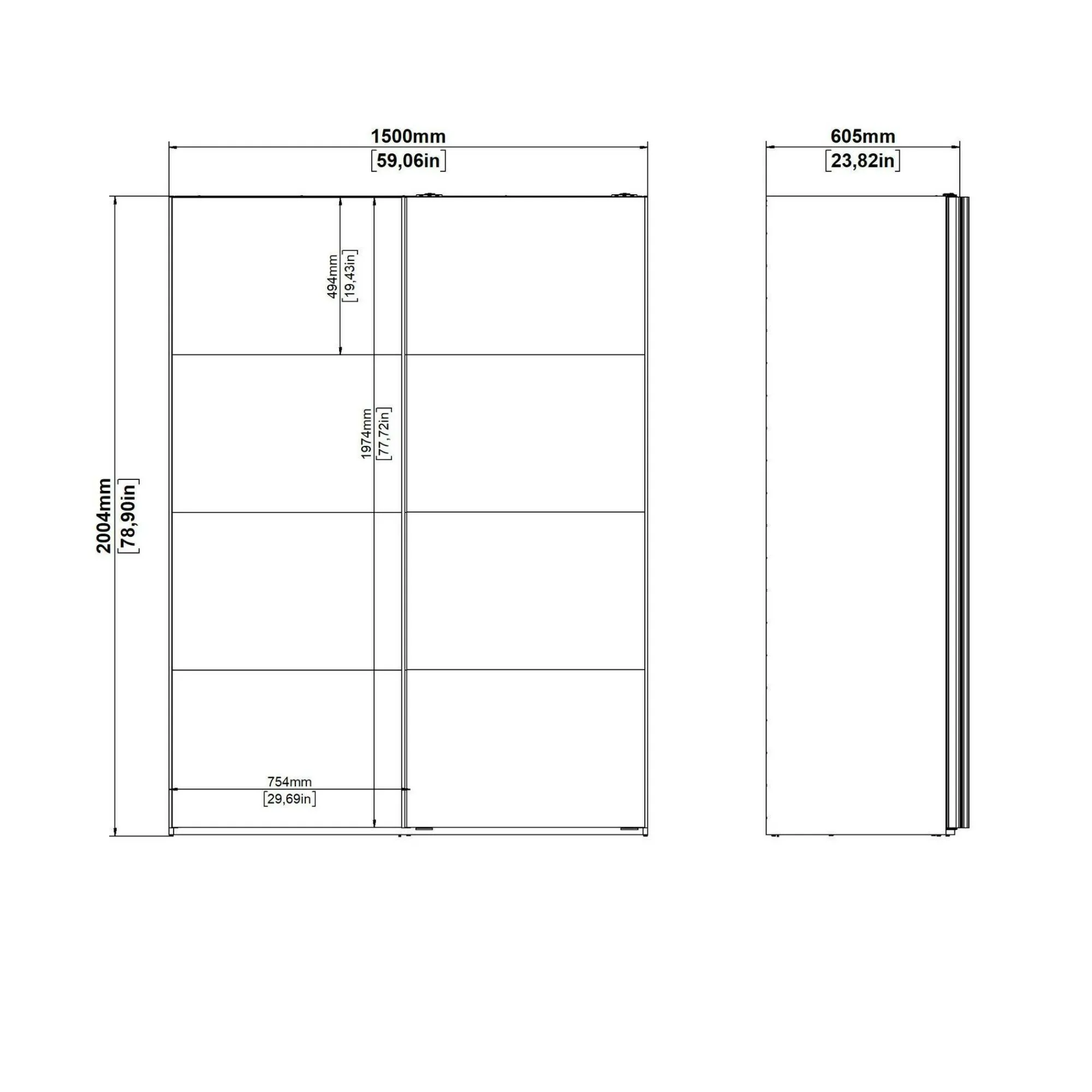 Guardaroba 2 ante Dstang, 61x150 h200 cm, Bianco e Rovere<Dmora Flash Sale