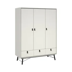 Guardaroba 3 ante Dverdell, 60x150 h200 cm, Bianco e Nero<Dmora Fashion