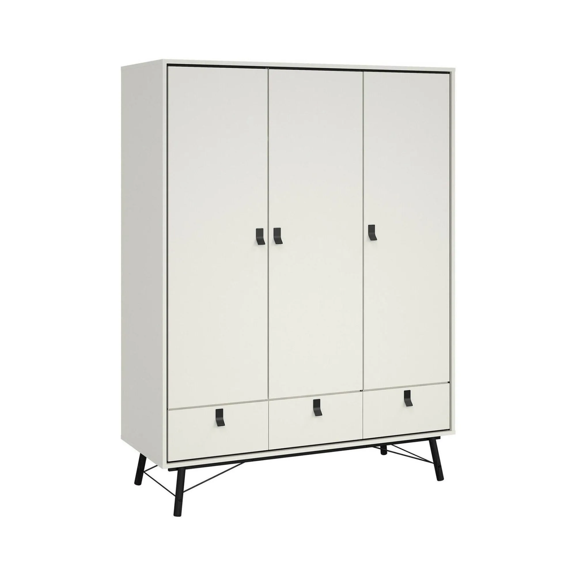 Guardaroba 3 ante Dverdell, 60x150 h200 cm, Bianco e Nero<Dmora Fashion