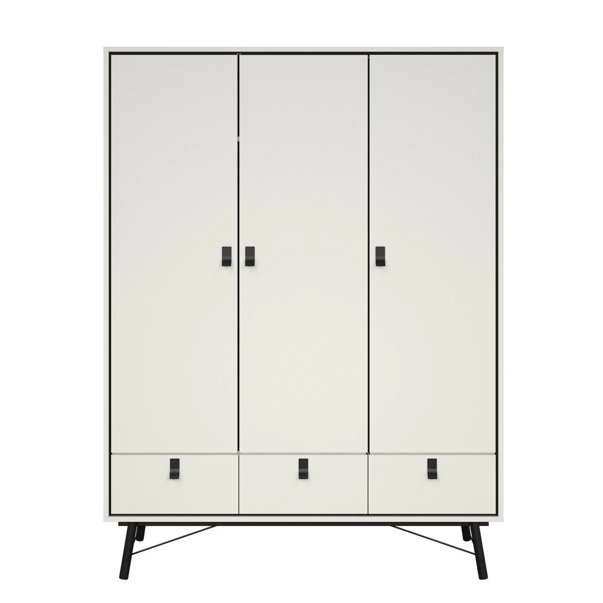 Guardaroba 3 ante Dverdell, 60x150 h200 cm, Bianco e Nero<Dmora Fashion