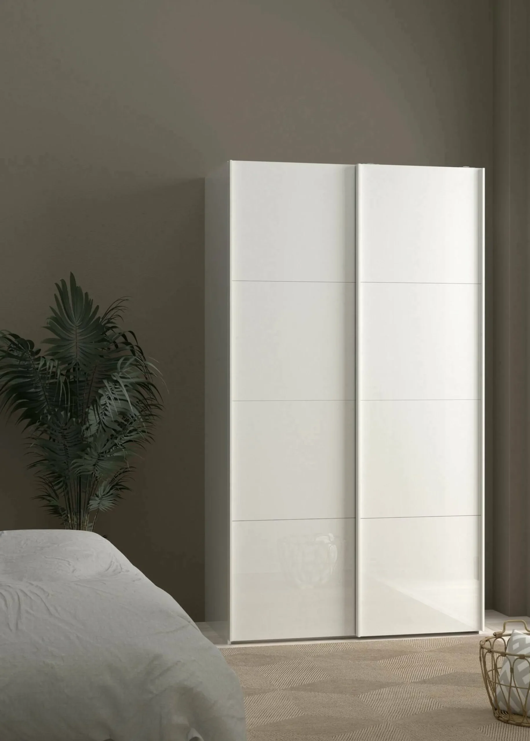 Guardaroba 2 ante Fabre, Mobile camera da letto, Cabina armadio portabiti, Armadio appendiabiti, 62x122 h220 cm, Bianco<Dmora Shop