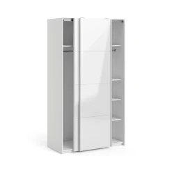 Guardaroba 2 ante Fabre, Mobile camera da letto, Cabina armadio portabiti, Armadio appendiabiti, 62x122 h220 cm, Bianco<Dmora Shop