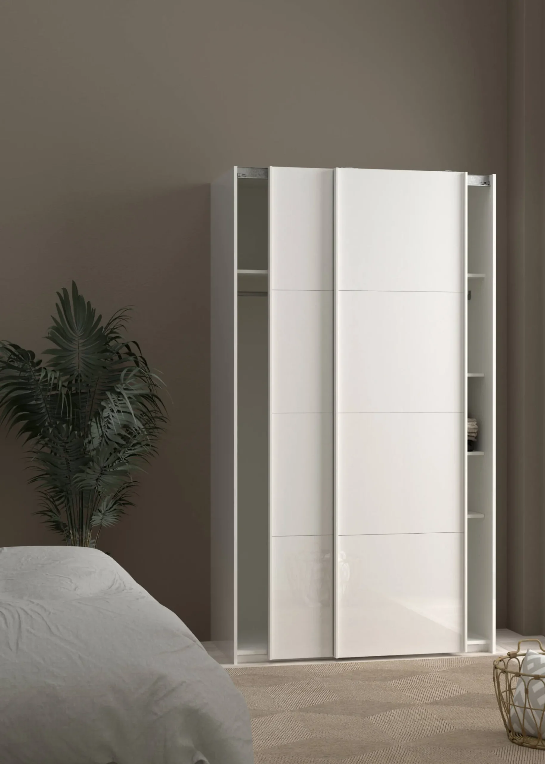 Guardaroba 2 ante Fabre, Mobile camera da letto, Cabina armadio portabiti, Armadio appendiabiti, 62x122 h220 cm, Bianco<Dmora Shop
