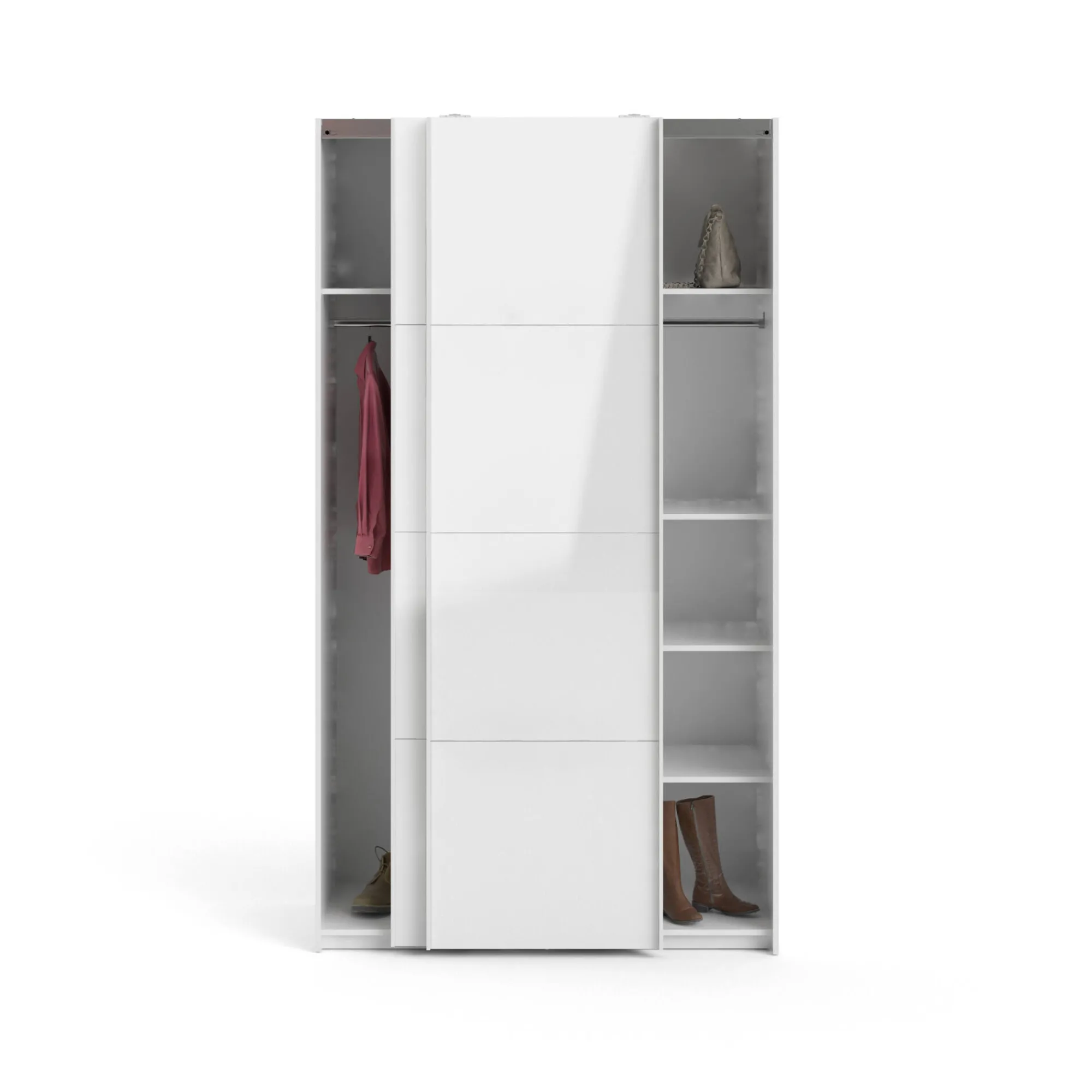 Guardaroba 2 ante Fabre, Mobile camera da letto, Cabina armadio portabiti, Armadio appendiabiti, 62x122 h220 cm, Bianco<Dmora Shop