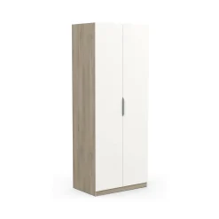 Guardaroba 2 ante Fioretta, 79x51 h203 cm, Rovere e Bianco opaco<Dmora Clearance