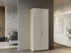 Guardaroba 2 ante Fioretta, 79x51 h203 cm, Rovere e Bianco opaco<Dmora Clearance