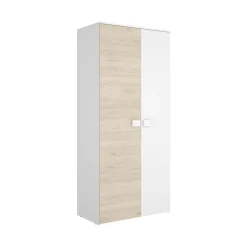 Guardaroba 2 ante Firmin, 90x53 h202 cm, Bianco e Rovere<Dmora Best Sale